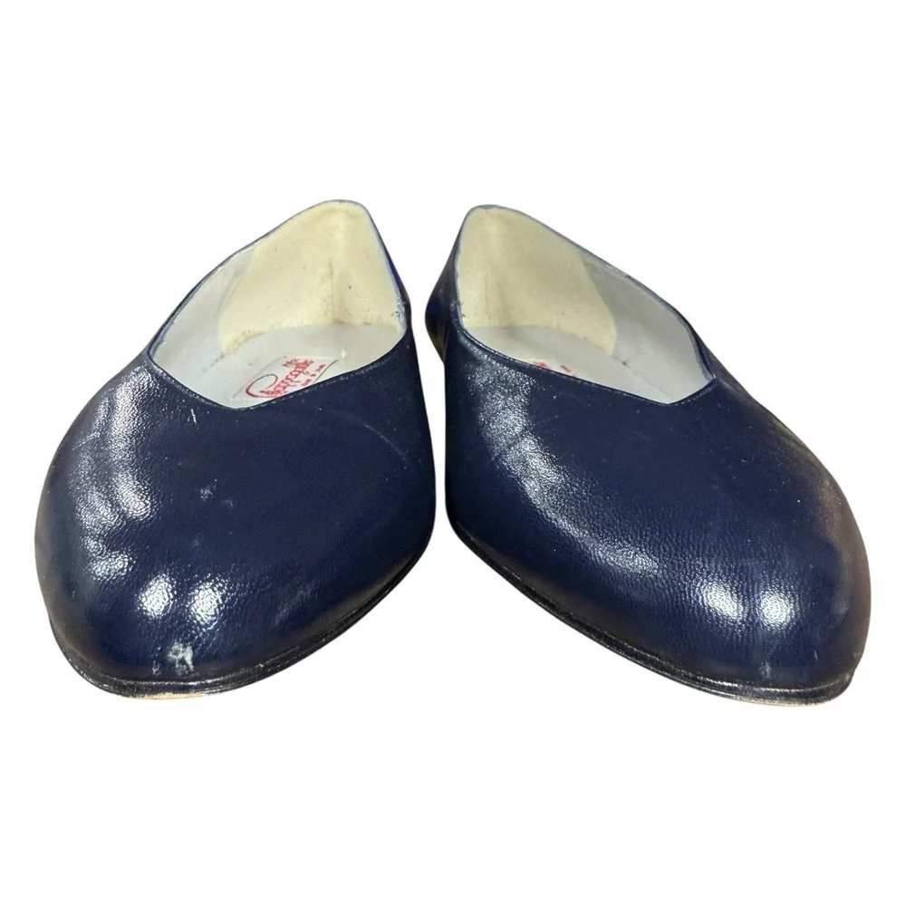 Pappagallo Leather Navy Blue Slip On Flats Size 8.5N